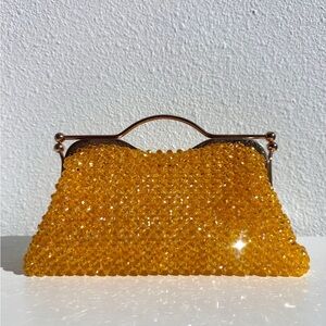 Elegant Yellow Beaded Clutch